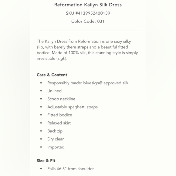 Reformation Kailyn Silk Dress 8 - Picture 4 of 9